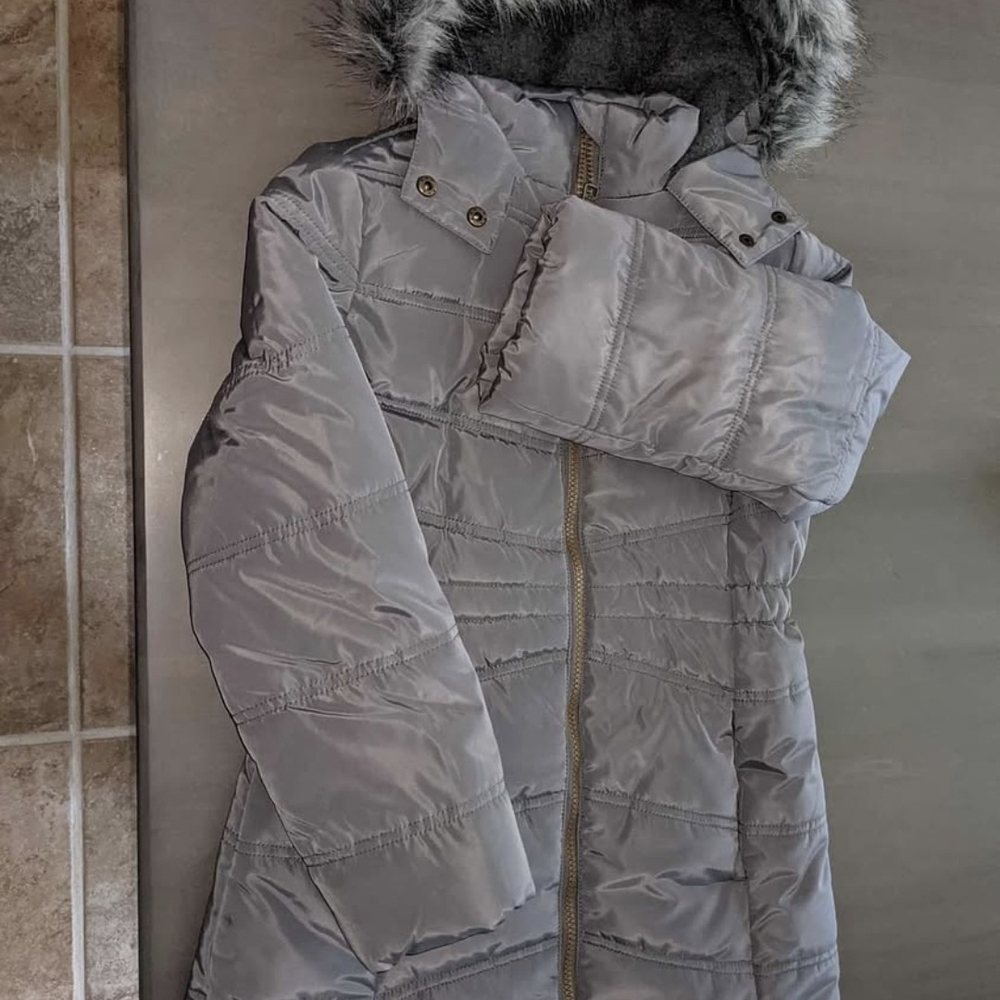 Calvin Klein Jeans Silver Hooded Puffer Jacket